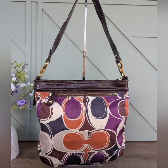 Coach Ashley Hand Drawn ScarfPrint Hippie Shoulder Bag - Picture 7 of 13